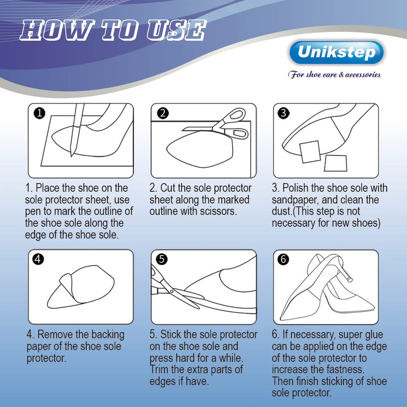 [Australia] - Unikstep 4pcs Shoe Sole Protectors, Non-Slip Shoe Sole Protectors, Shoe Bottom and Heel Pads, Noise Reduction Stickers, Self-Adhesive (Black) Black 