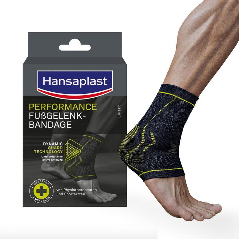[Australia] - Hansaplast Performance ankle bandage, ankle bandage stabilizes & relieves the joint, ankle bandage for right & left ankle supports active recovery, size S/M 