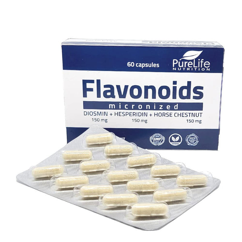 Flavonoids Supplement- Micronised Diosmin Hesperidin Horse Chestnut (Aescin)- Antioxidant Polyphenols for Healthy Circulation, Vein Support, Lymphatic Drainage & Inflammatory Response- Vegan GMP ISO