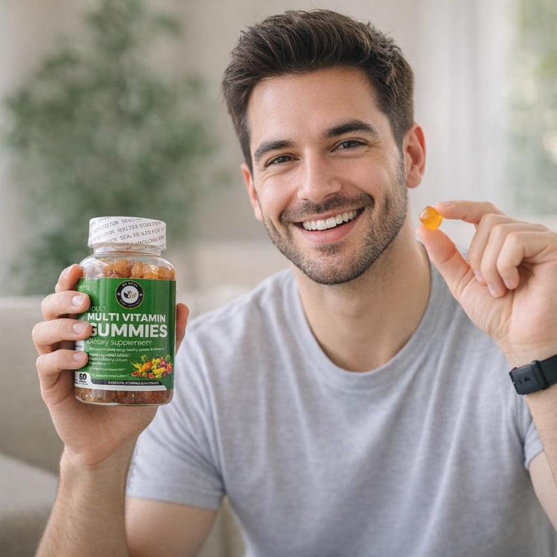 MyVital Adult Multivitamin Gummies – Natural Mixed Fruit Flavour | Vitamins A, B-Complex, C, D, E, B6, B12, Zinc & Phosphorus | Immune & Energy Support | 60 Gummies