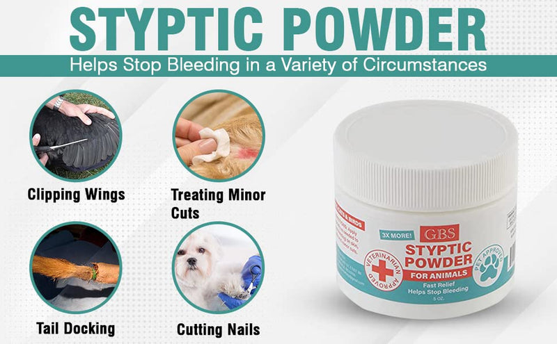 G.B.S 5 oz Quick Stop Styptic Powder for Animals Dogs with Sealed Top + Scoop, Cats & Birds Cutting Nails - Stop Bleeding Styptic Clotting Blood Powder & Dog & Cat Pets Nail Trimmers and Clippers - PawsPlanet Australia