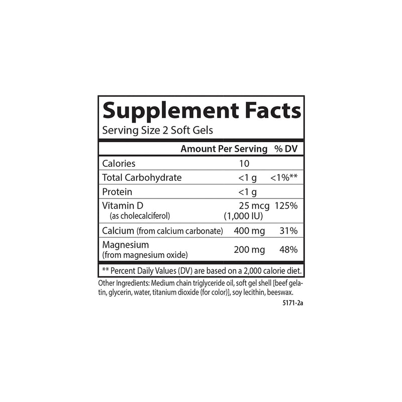 Carlson Calcium & Magnesium Gels, 200 mg Calcium Supplement, 100 Softgels | 2:1 Calcium to Magnesium Ratio; 100 mg Magnesium Supplement; Bone Support; Energy Production 100 Count (Pack of 1)