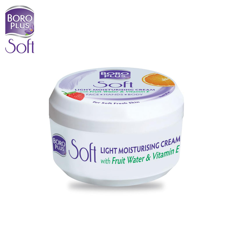 BOROPLUS Light Moisturizing Cream with Vitamin E | Lightweight Moisturizer for Face, Hands & Body | Soothes, Nourishes & Softens Dry Skin | Gives 24-Hour Moisturization | 3.38 Fl Oz (100ml)