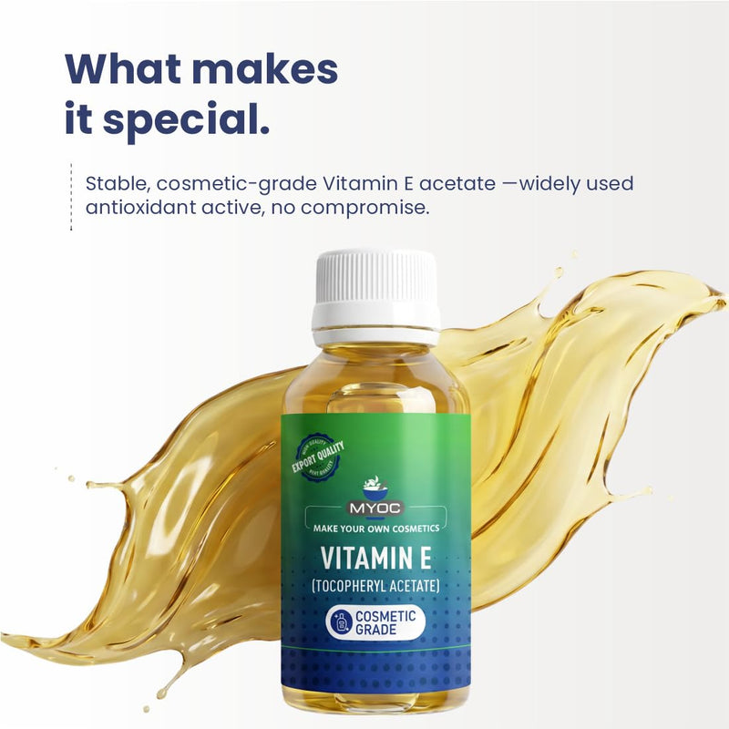 Tocopherol Acetate Vitamin E Cosmetic Grade Oil-Soluble Ingredient for Creams Lotions Serums Oils & DIY Formulations (50 ml / 1.69 fl oz)