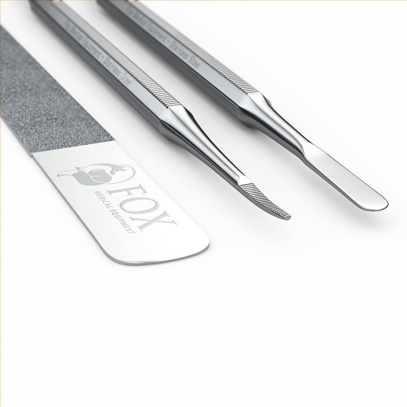 Fox Medical Equipment Ingrown Toenail Treatment Kit – Diamond File & Professional Toenail Lifter Tool – Surgical Stainless Steel Set for Pain-Free Relief, Precision Pedicure & Safe Nail Care