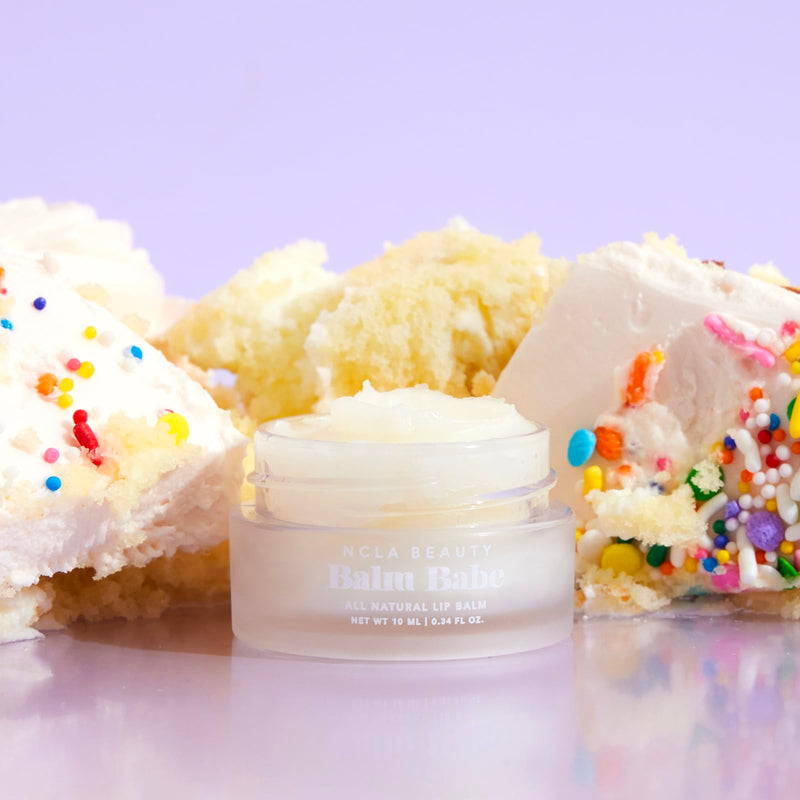 NCLA Beauty Balm Babe All Natural Lip Balm - Moisturizes Lips with Natural Oils - Infused with Vitamin C and E - Birthday Cake - 0.34 oz