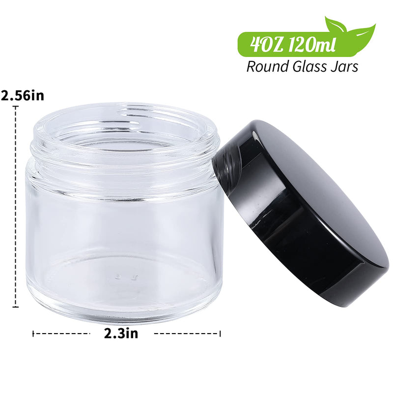 2oz 24Pack Amber Glass Jars with Lids and 4oz 40Pack Clear Glass Jars with Lids