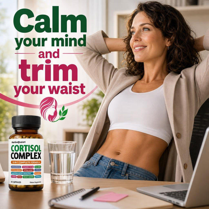 Cortisol Reducer Weight Loss - Stress Supplements for Women | Rhodiola Rosea to Reduce Cortisol, Pills to Lose Weight fast for Women - Made in USA, Non-GMO, 60 Capsules
