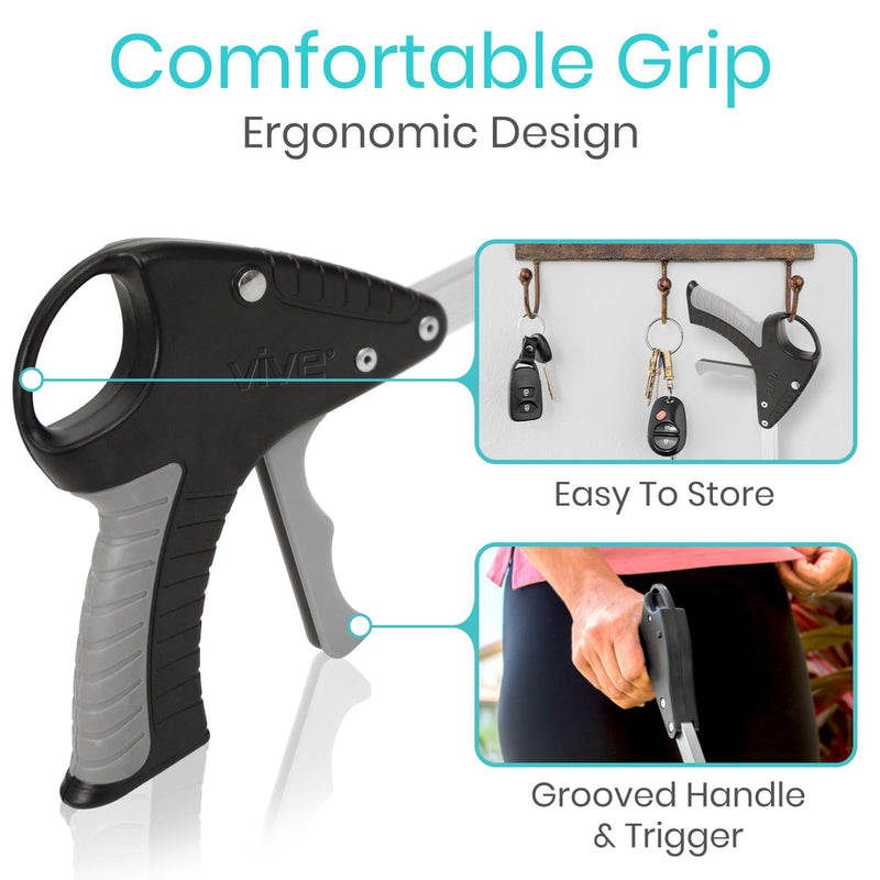 [Australia] - Vive Suction Cup Grabber Reacher 32" - Elderly Grab It Reaching Pickup Tool Heavy Duty for Seniors - Trash, Sticks, Litter Picker Upper - Extra Long Reach Handle & Handy Extension Arm Claw 1 