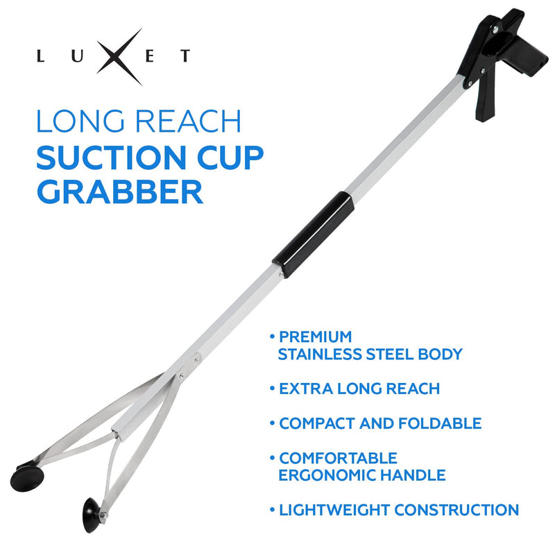 Reacher Grabber Tool X-Long 80" Aluminum Suction Cup Jaw, Foldable Lightweight Reacher Grabber Pickup Tool, Gripper Grabbers for Elderly Grab it Reaching Tool Trash Picker Grabber (Black) Black