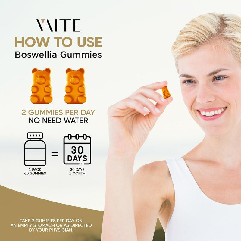 [Australia] - VAITE Boswellia Serrata Extract Gummies 1200mg ‚Äì Joint Support Supplement with Indian Frankincense, Boswellic Acid, and Botanical Resin Extract, Vegetarian for Women and Men, Non-GMO, Gluten-Free 
