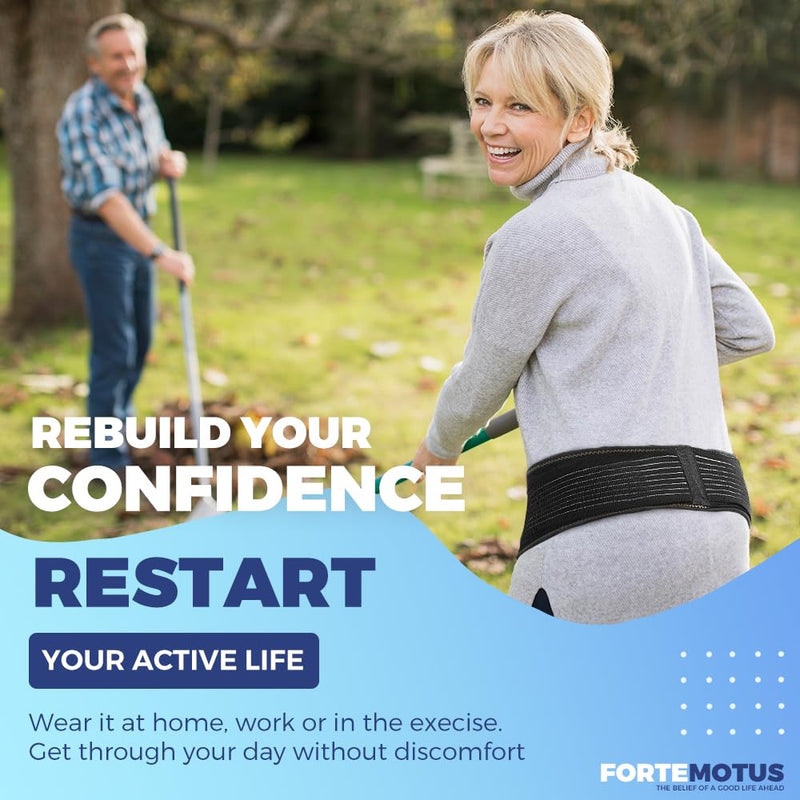 FORTEMOTUS Sacroiliac SI Joint Hip Belt, Lower Back Support Relief from Si Joint, Sciatica, Pelvis, Back Pain, Fully Adjustable Hip Braces for Sacral Nerve, Hip Loc Tilt Up Belts Braces Women and Men Midnight Medium