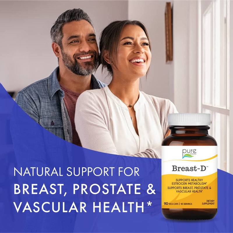Breast D by Pure Essence - Natural Supplement for Estrogen Balance, Hormonal Acne, and Menopause Support with Vitamin D3, Calcium, Green Tea & Lycopene - 30 Capsules 30 Count (Pack of 1)