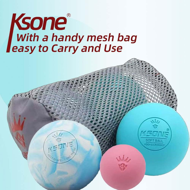 [Australia] - KSONE Massage Lacrosse Balls -Massage Balls for Myofacial Release&Trigger Point Therapy-Set of 2-Hard Lacrosse Massage Ball &Soft Massage Ball with one mini Ball Multi Blue 