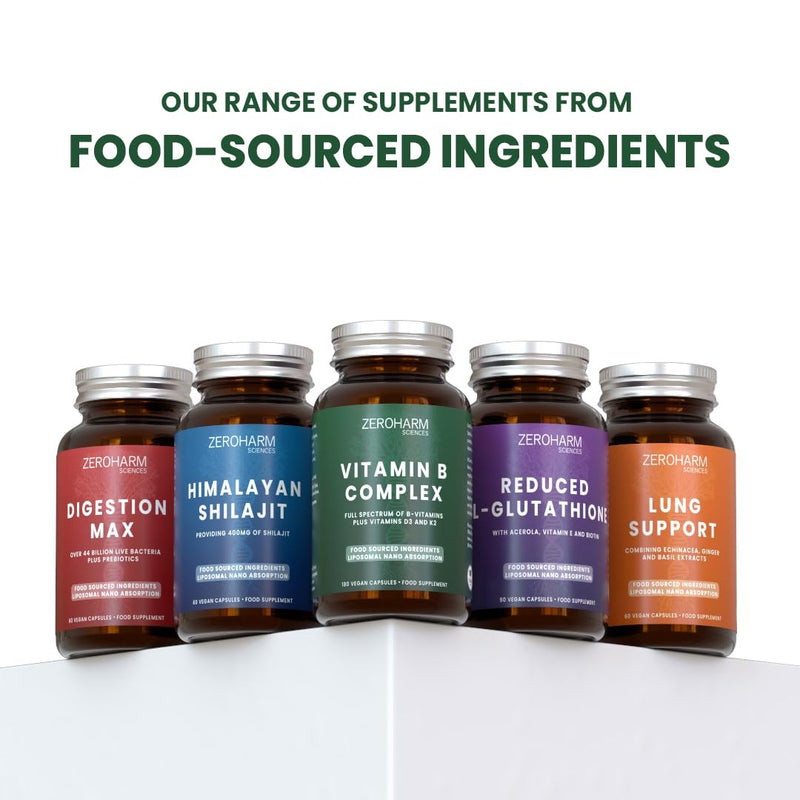 ZeroHarm Vitamin B Complex with D3 & K2 – Plant-Based B1–B12 from Guava & Spirulina – Energy, Nervous System & Heart Support – Powered by Real Food Ingredients – 180 Vegan Capsules
