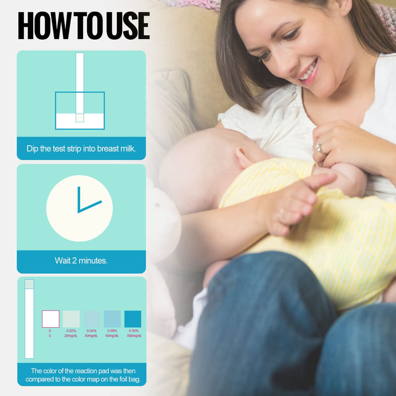 25pcs Breastmilk Alcohol Test Strips, Breastmilk Detecting Strips Milk Detect Strips with Bottle for Mother Alcohol Test Give Nursing Mothers Clarity, Easy, Quick Detection
