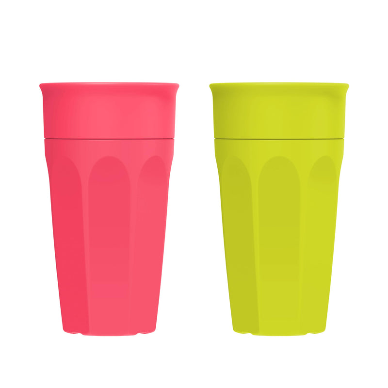 [Australia] - Dr. Brown's Milestones Cheers 360 Spoutless Transition Cup, Travel Friendly and Leak Free Sippy for Babies and Toddlers, Green and Pink, BPA-Free, 10 oz/300 mL, 9m+ 10 Ounces 