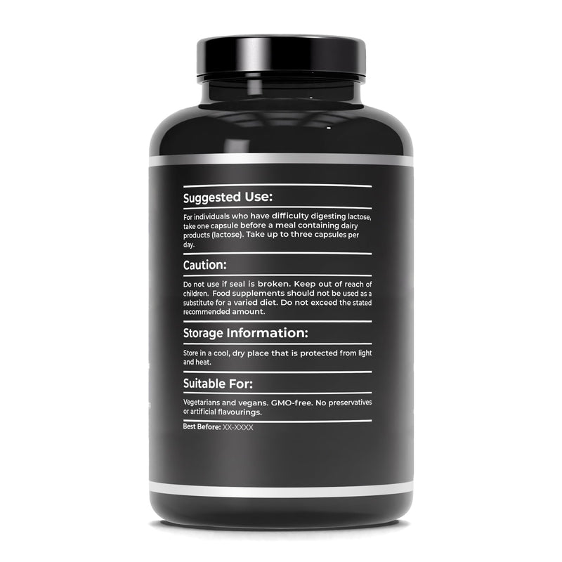 Lactase Enzyme (High Strength) | 9600FCC in One Capsule | 180 Capsules = 180 True Servings | Lactose Intolerance Relief & Digestion Support | Lab Tested | 100% Natural and Non-GMO