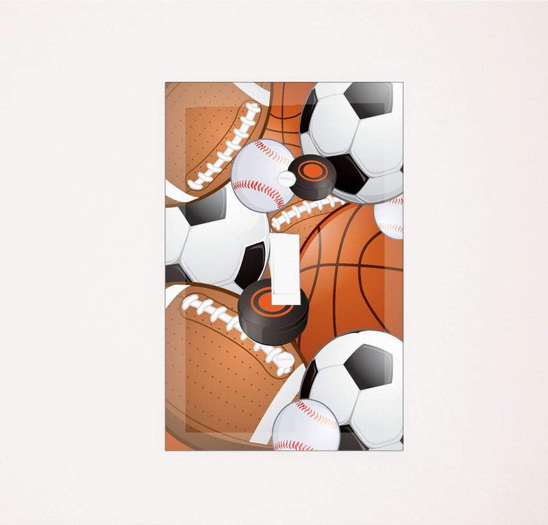 [Australia] - Kids Sports Decor Light Switch Cover Plate Soccer, Football, Baseball, Hockey Decorative Nursery Teen Toddler Room Bedroom Bathroom Playroom DIY Wall Decoration (Sports) 