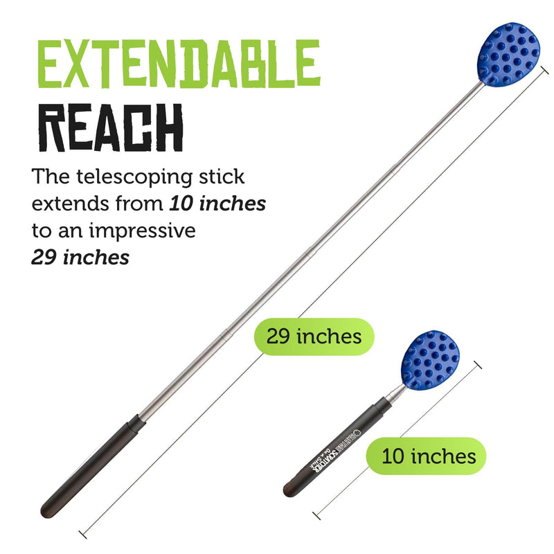 [Australia] - Cactus Scratcher Extendable Big Stick Back Scratcher - Extends 29" Long Double Sided Retractable Scratching Tool for Hand, Neck, Head, and Body - Universal Gift for Family, Pets, and Friends, Blue 