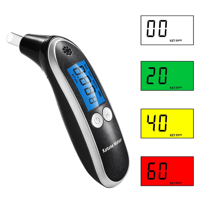 [Australia] - Breath Ketosis Meter & Ketone Monitoring - High Accuracy Ketone Breath Analyzer Home Ketosis Breath Tester for Ketosis Testing & Tracking, Ketone Breath Meter with 10 Mouthpieces Black1 
