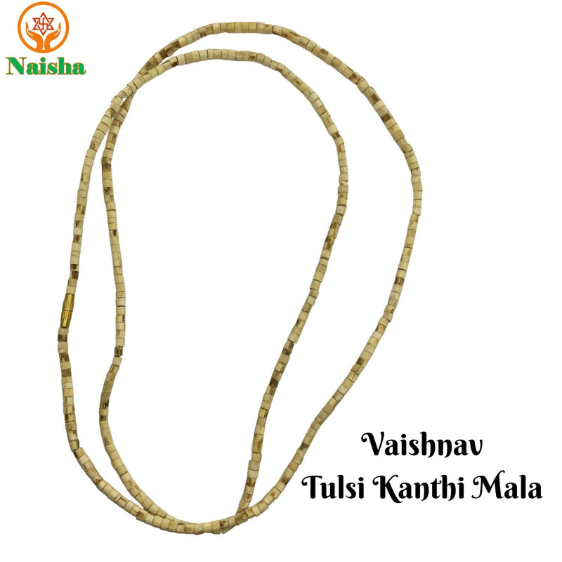 Naisha Tulsi Holy Basil Japa Mala 108+1 Beads & Tulsi Kanthi Mala Tulsi Ki Mala 2 Round Neck Mala Original for Daily Mantra Jaap, (Pack of 2), Wood, rudraksha