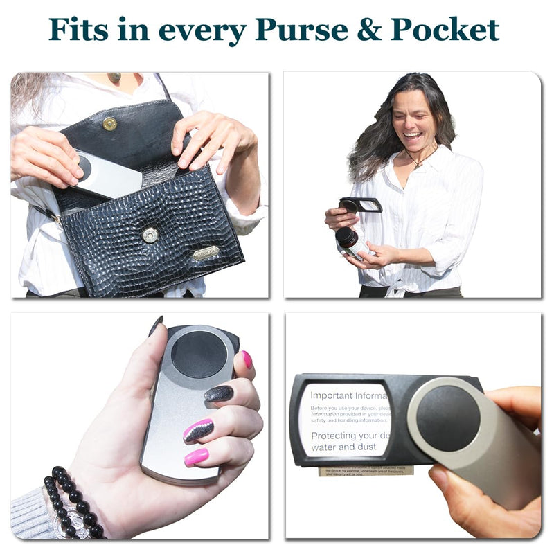 EasY Magnifier Small Reading Magnifying Glasses 3.0X with LED Light; Illuminated Square Loupe Glass ; Strong Jewellers Craft Loupe an Elderly Aids Gift Silver