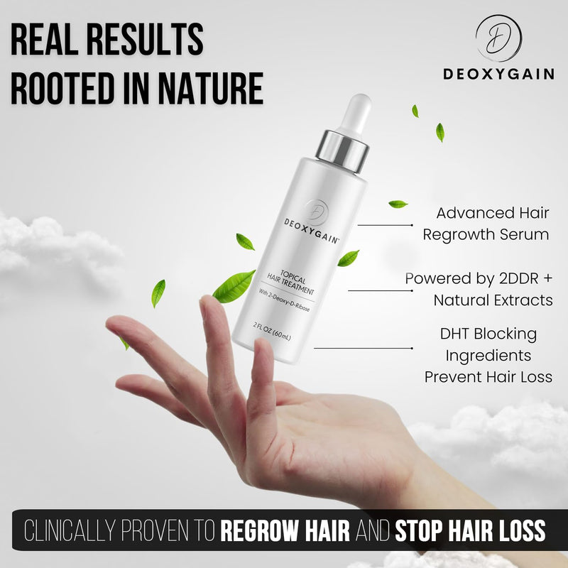 Hair Growth Serum by Deoxygain - DHT Blocker with 2DDR for Hair Regrowth | Non Greasy Topical Serum, Saw Palmetto, Biotin, Vitamin B, Pea Sprout Extract, Hair Growth Peptides, DHT Blocking, 2DDR