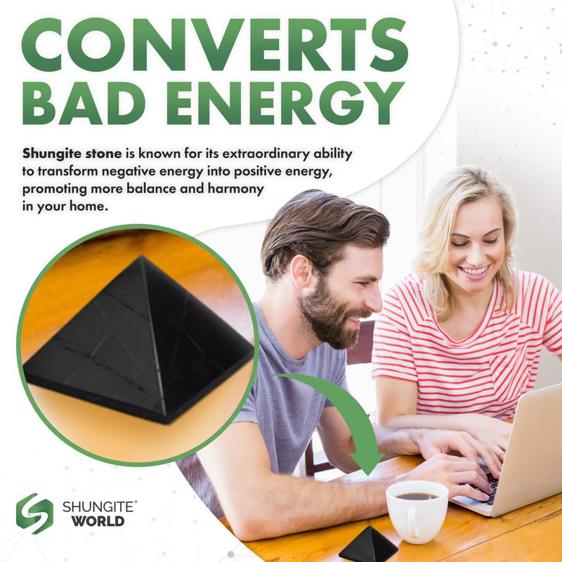 [Australia] - 5 Pcs Authentic Shungite Pyramids Polished, 50 mm / 1.96" Real Shungite Stones Shungite Crystal Pyramid Home Protection Room Decor Office Decor Authentic Crystals Black Pyramid 50 mm / 1.96" 