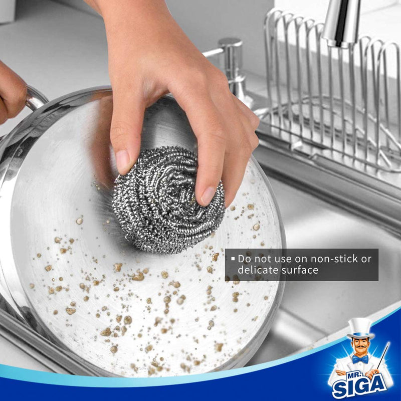 [Australia] - MR.SIGA Stainless Steel Scourer, Pack of 6, 30g Stainless Steel- Pack of 6 