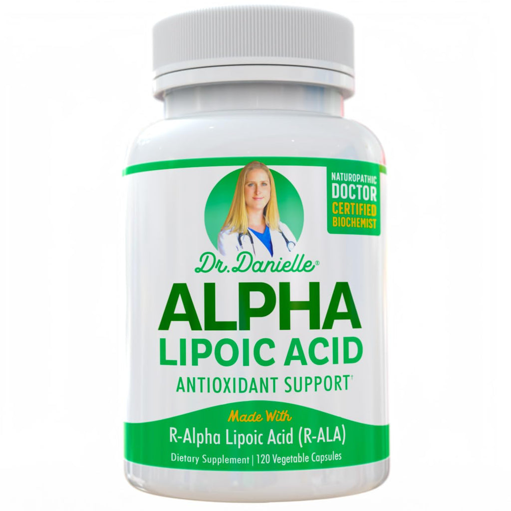 Alpha-Lipoic Acid by Dr. Danielle, Neuropathy Support, Non-GMO, Gluten-Free, Vegan, Soy-Free, Promotes Healthy Blood Sugar, Alpha R Lipoic Acid R-ALA, R-ALA, 120 Veggie Caps