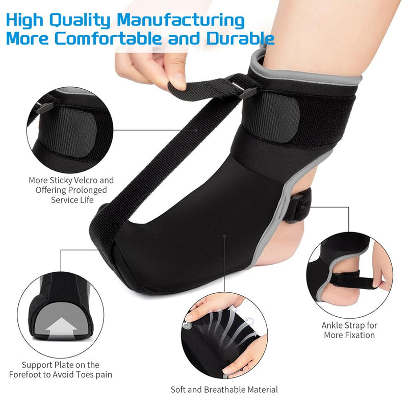 [Australia] - TOFBS Plantar Fasciitis Night Splint and Compression Socks with Massage Ball Set Adjustable Achilles Tendon Bandage for Plantar Fasciitis Pain Relief Black M 