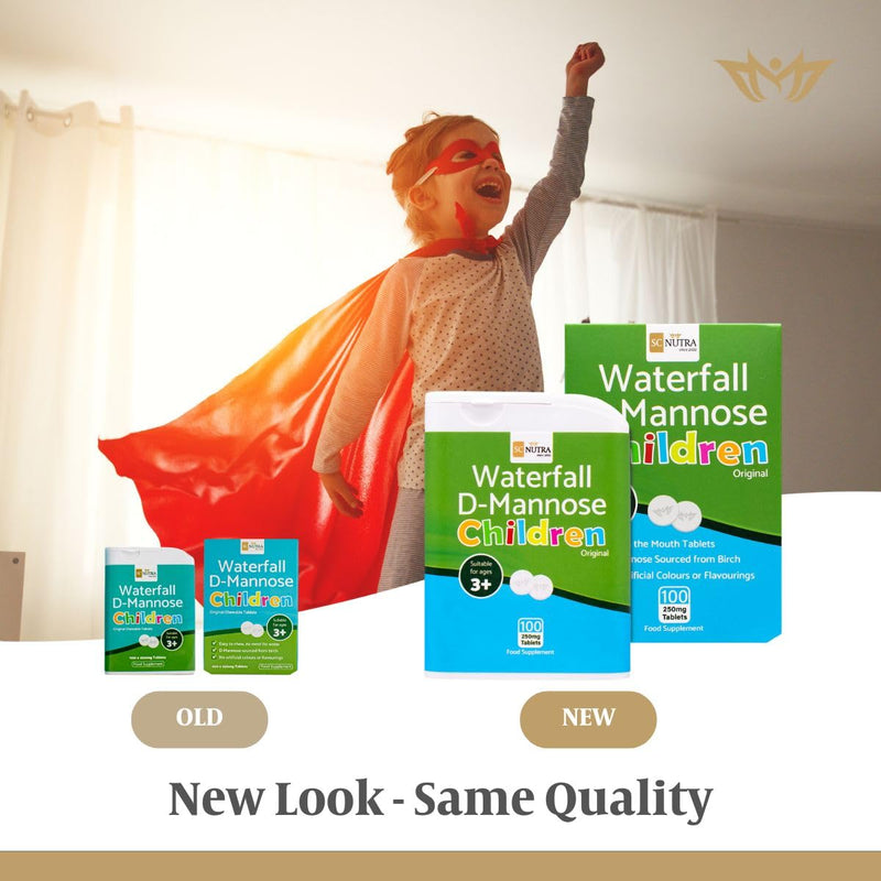 Waterfall D-Mannose for Children Melts (Melt in the Mouth Tablets) for Kids – Suitable for Boys & Girls 3+ | 250mg Melts – 100 Count - Original (No Flavour)