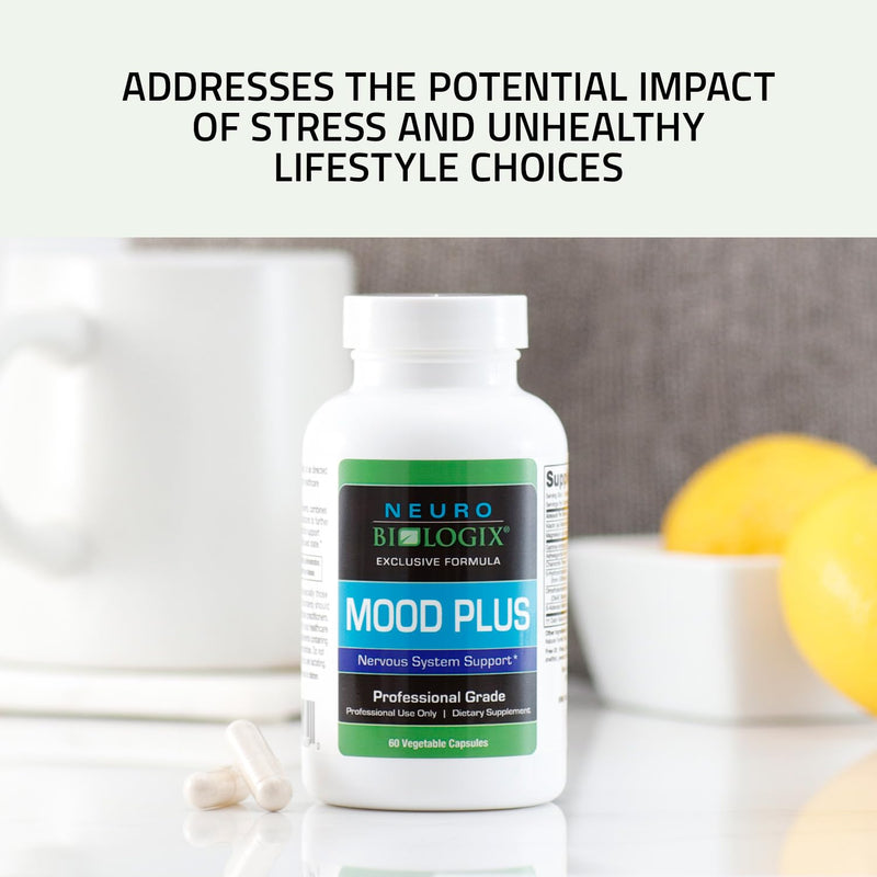 [Australia] - Neurobiologix Mood Plus - Mood Support Supplement, Stress Relief and Mood Booster, Vitamins for Improved Moods & Calming Effects, with 5HTP, Niacin & GABA, 60 Capsules 