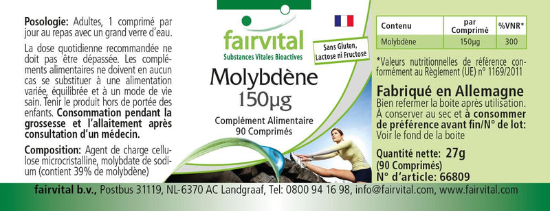 [Australia] - Fairvital | Molybdenum 150µg - 90 tablets - HIGH DOSE - essential trace element - VEGAN 