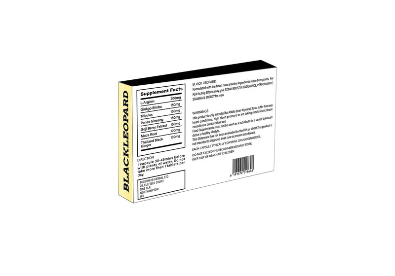 BLACK LEOPARD Gold 1000mg New UK | Stronger | Longer | Harder | Performance | Extra Strength Enhancing, Stamina Endurance Booster Supplement Pills for Men | 10 Ginseng Capsules