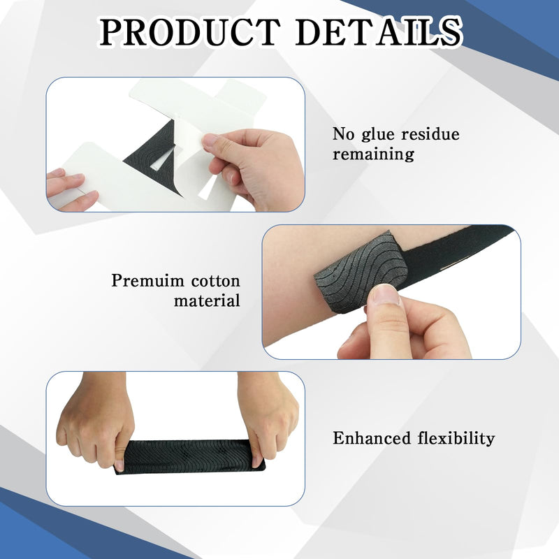 24 Pcs Kinesiology Tape Pre Cut Breathable Waterproof Elastic Kinesiology Athletic Tape for Shoulder Pain Relief Muscle Sports Shoulder Support (Black)
