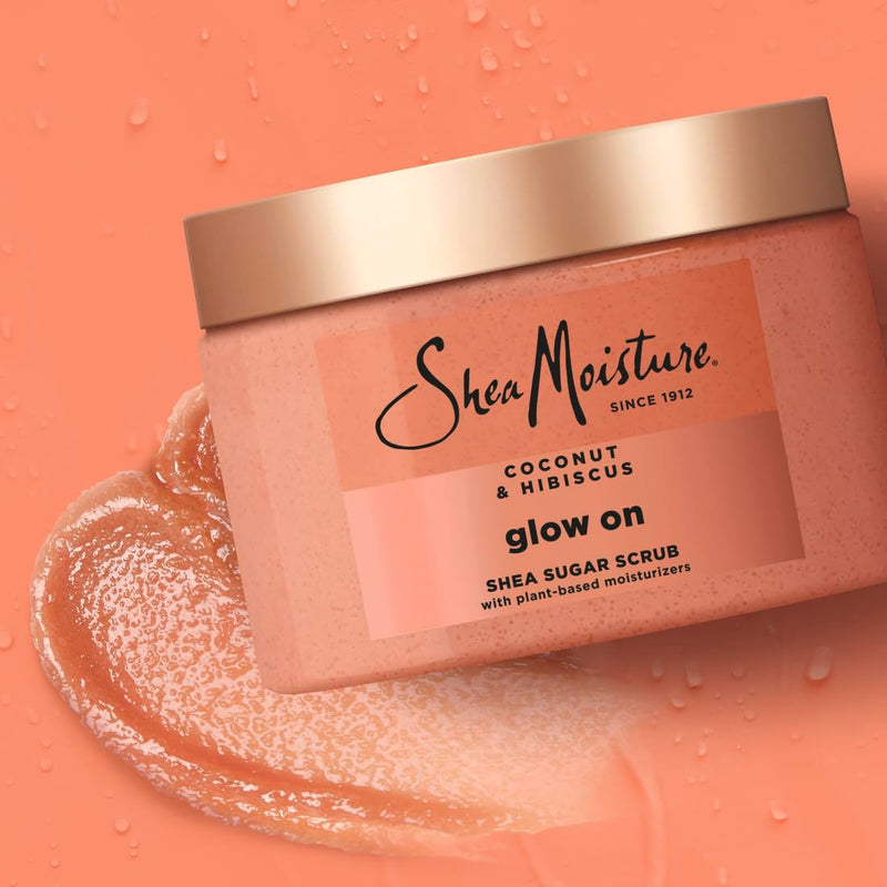 [Australia] - SheaMoisture Shea Sugar Body Scrub For Glowing Radiance Coconut Hibiscus Glowing Radiance Body Scrub With 24h Shea Moisture Nutrients 12 oz 