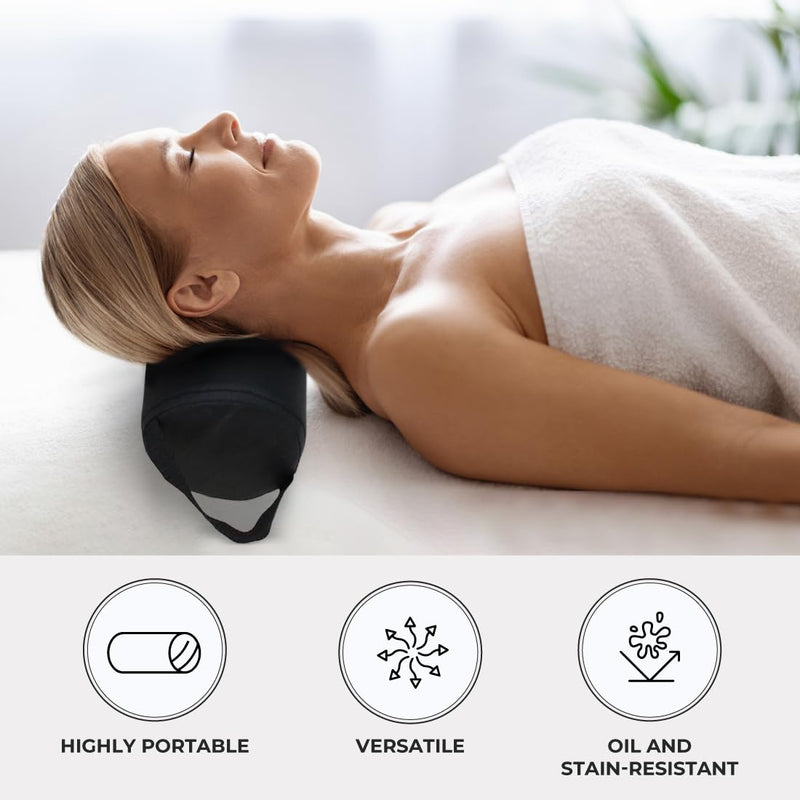 [Australia] - ForPro Professional Collection Full Round Bolster Pillow, Black, Oil and Stain-Resistant, for Massage and Yoga, 6" R x 26" L 6x26 Inch (Pack of 1) Solid 