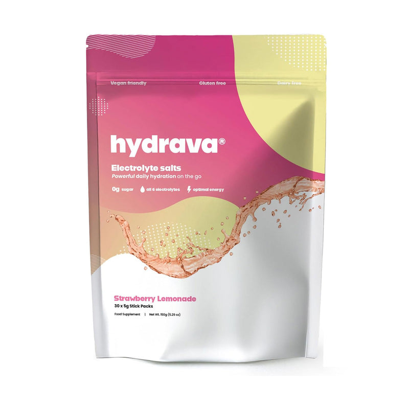Electrolyte Sachets | 30 Pack | Sugar Free Electrolytes with Sodium, Magnesium, Vitamin C & More | Rehydration Powder with All Natural Flavours and Zero Sugar | Strawberry Lemonade