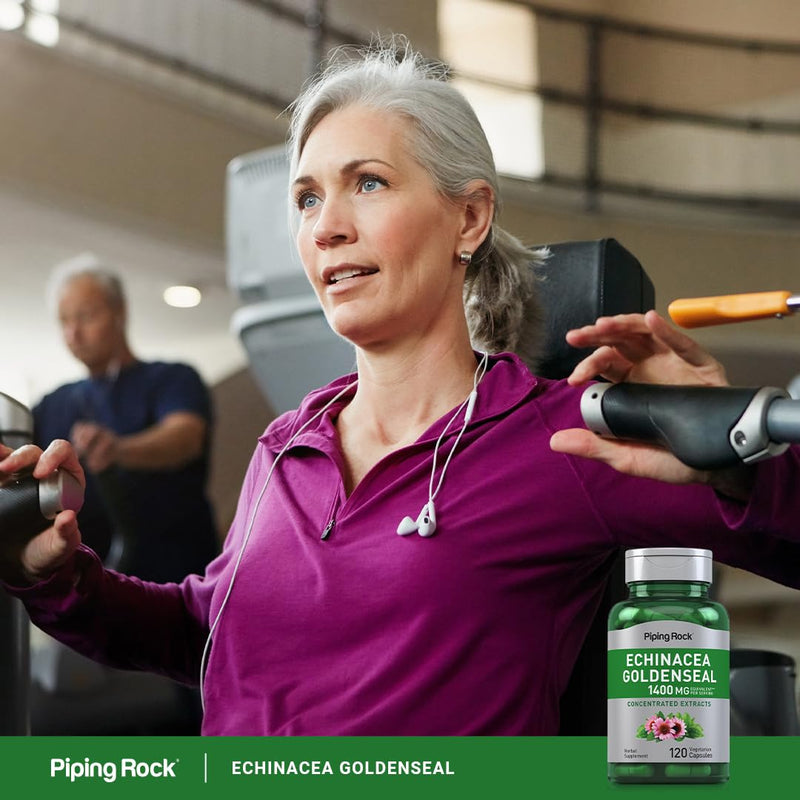 [Australia] - Piping Rock Echinacea Goldenseal Capsules | 1400mg | 120 Vegetarian Capsules | Non-GMO, Gluten Free Supplement 
