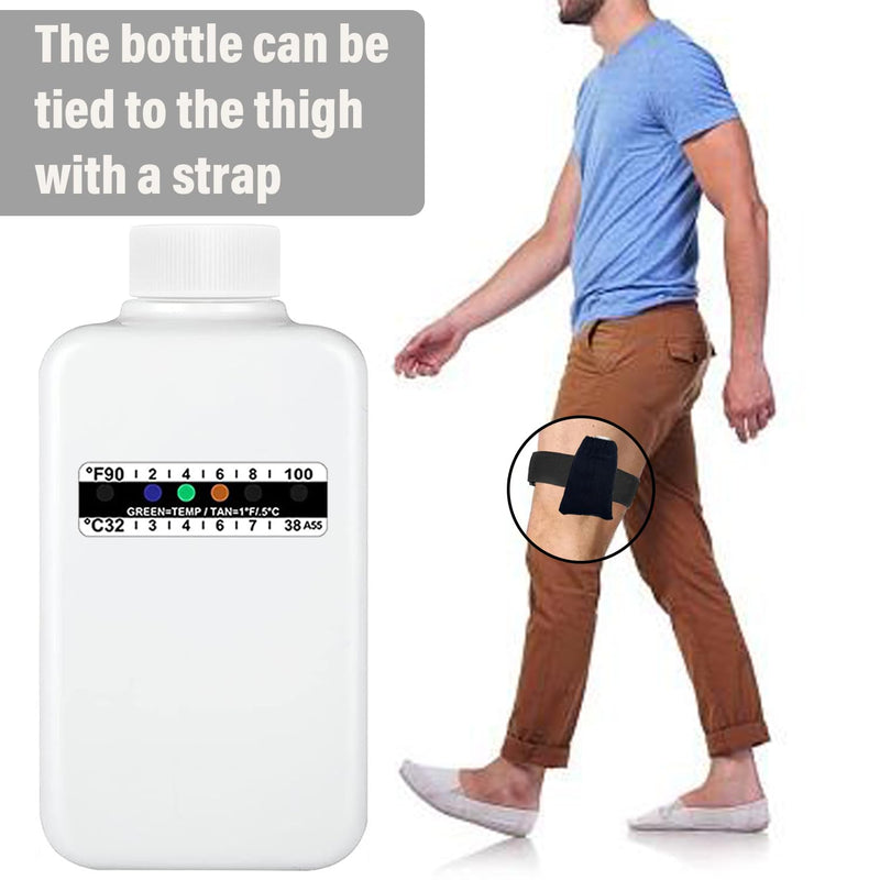 [Australia] - 14 Pcs Urine Test Complete Kit,Includes 2 Empty Bottles,10 Adhesive Temperature Test Strip,Hidden Leg Strap Oxford Pouch,Temperature Test Urine Strip Sticker,Portable Travel Urine Test Bottle 