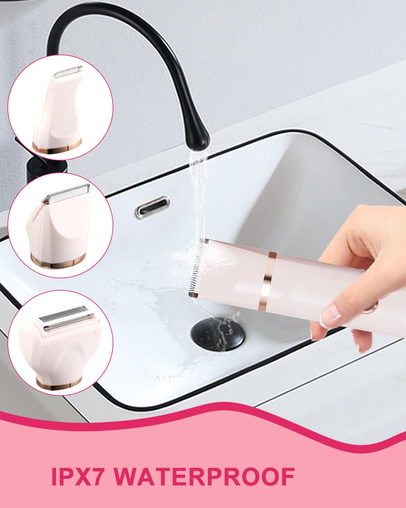 [Australia] - RAXMETRY Intimate Razor for Women, 3 in 1 Women's Electric Shaver, Women's Rechargeable Trimmer for Bikini Area, Armpits, Legs, Ipx7 Waterproof for Wet and Dry, Pink 