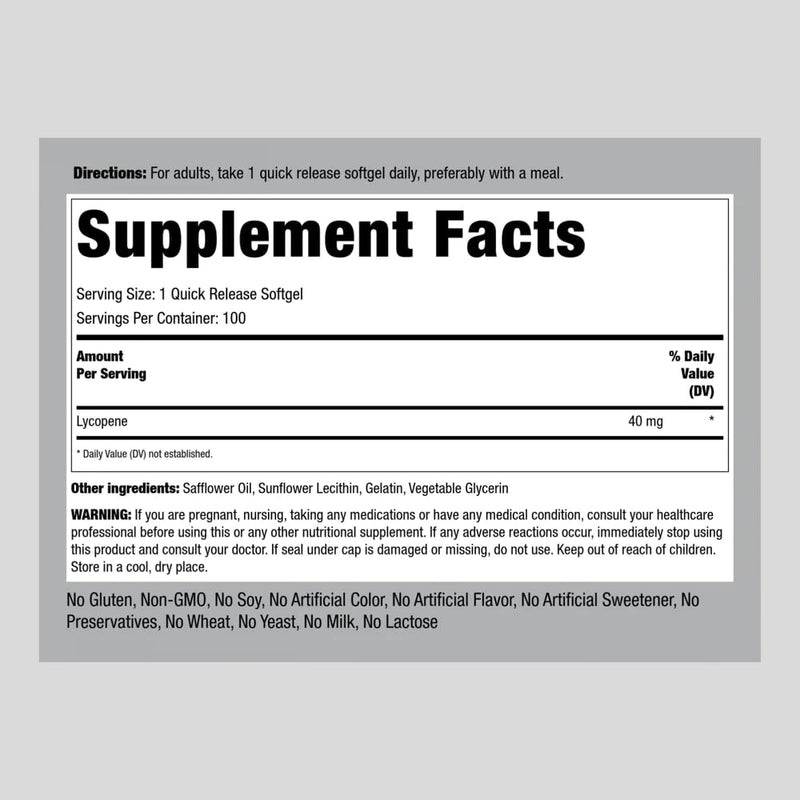 [Australia] - Piping Rock Lycopene Supplement | 40mg | 100 Softgels | Carotenoids | Non-GMO, Gluten Free 