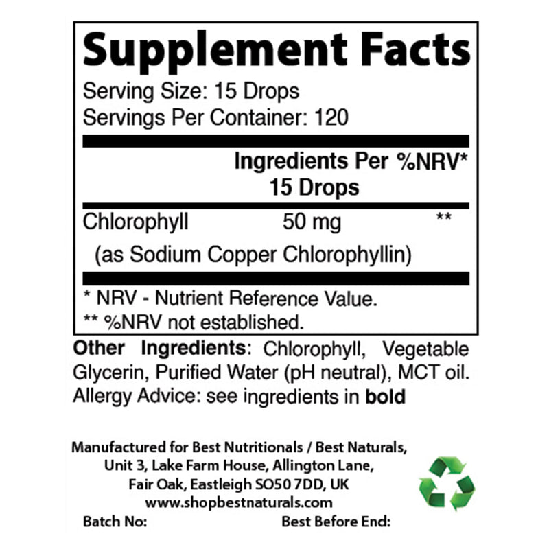 [Australia] - Best Naturals Liquid Chlorophyll Drops - 50 mg - 120 Servings Per Glass Bottle - 2 FL OZ 