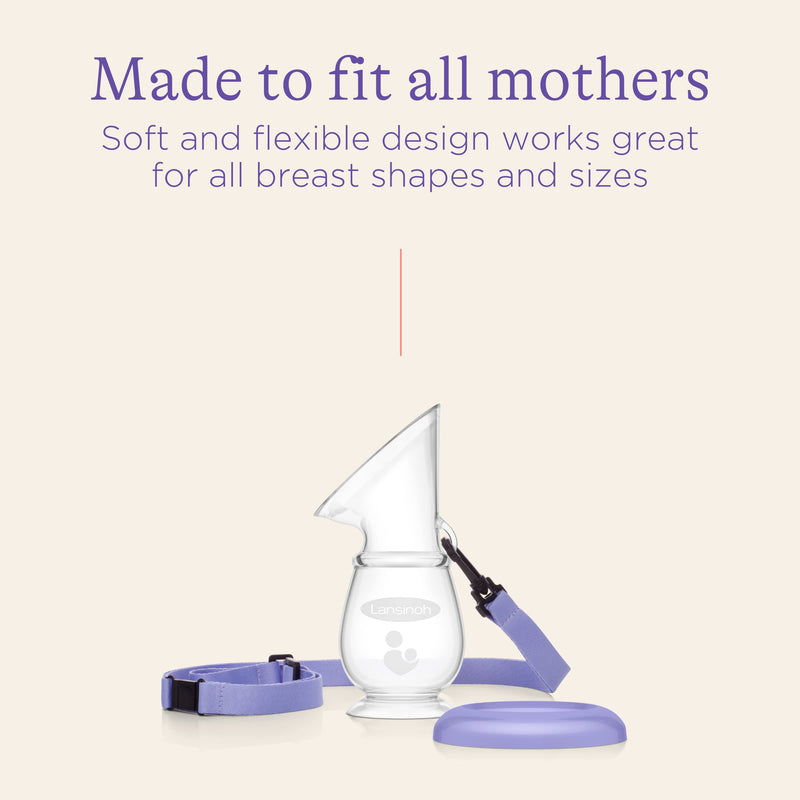 [Australia] - Lansinoh Silicone Breast Pump for Breastfeeding with Suction Base, 4 Ounces, Portable and Lightweight, Includes Neck Strap and Protective Lid, 1 Count 1 Count (Pack of 1) Manual Breast Pump 