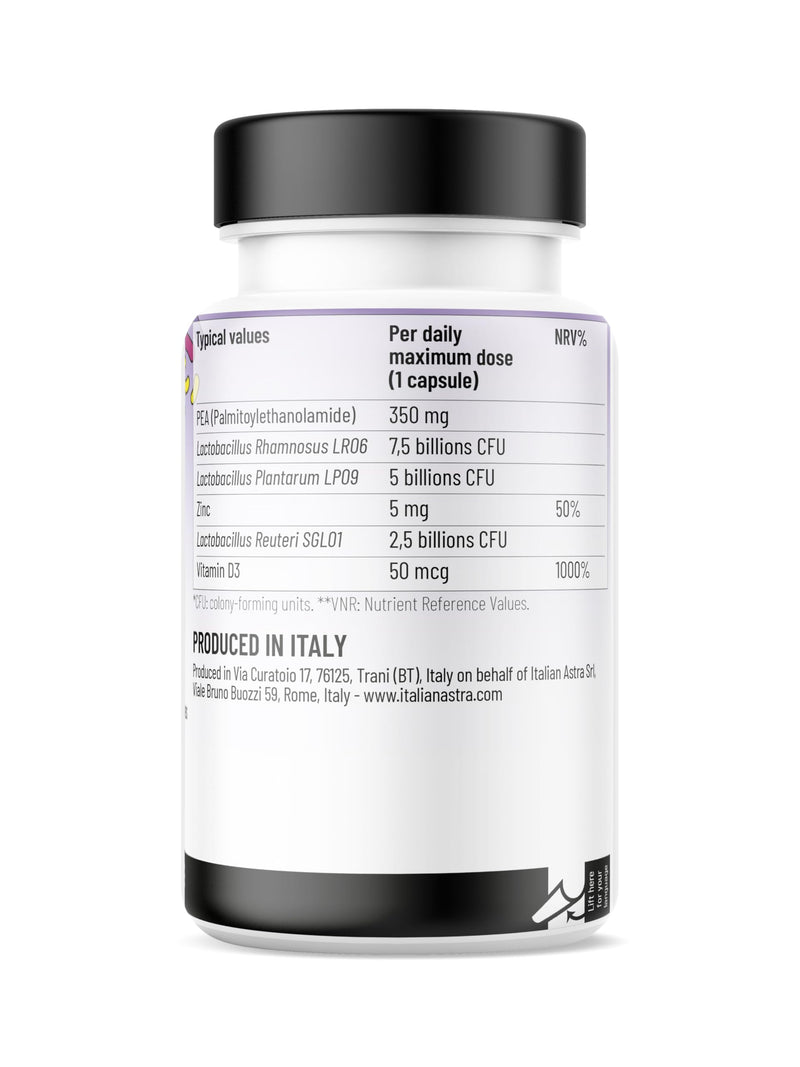 PEAFEN ™ Palmitoylethanolamide Pea Supplement 350mg Micronised – Natural Anti-Inflammatory with Probiotics, Zinc and Vitamin D3 – Natural Pain Reliever – 60 Capsules 2 Months