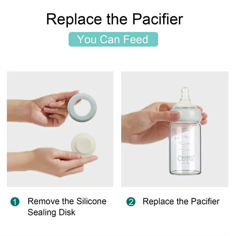 [Australia] - COMI Wide Neck Glass Breastmilk Collection n Storage Bottle, 4 Packs, 6oz with Screw Ring Sealing Disk; Re-markable Sealing Disc. BPA Free, Fits Breast Pumps & Nipples (4 Gray Lids) 180ml 4GRAY 