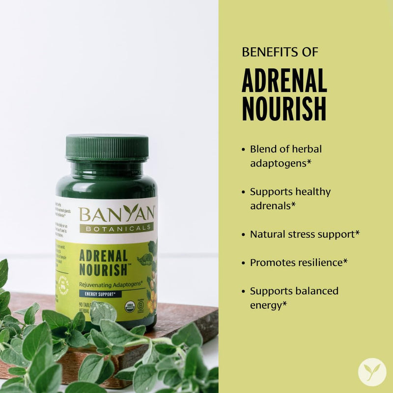 [Australia] - Banyan Botanicals Adrenal Nourish – Organic Adaptogen Supplement - Adrenal Support for Natural Energy with Organic Ashwagandha, Gokshura & Guduchi* – 90 Tablets – Non-GMO, Sustainably Sourced, Vegan 