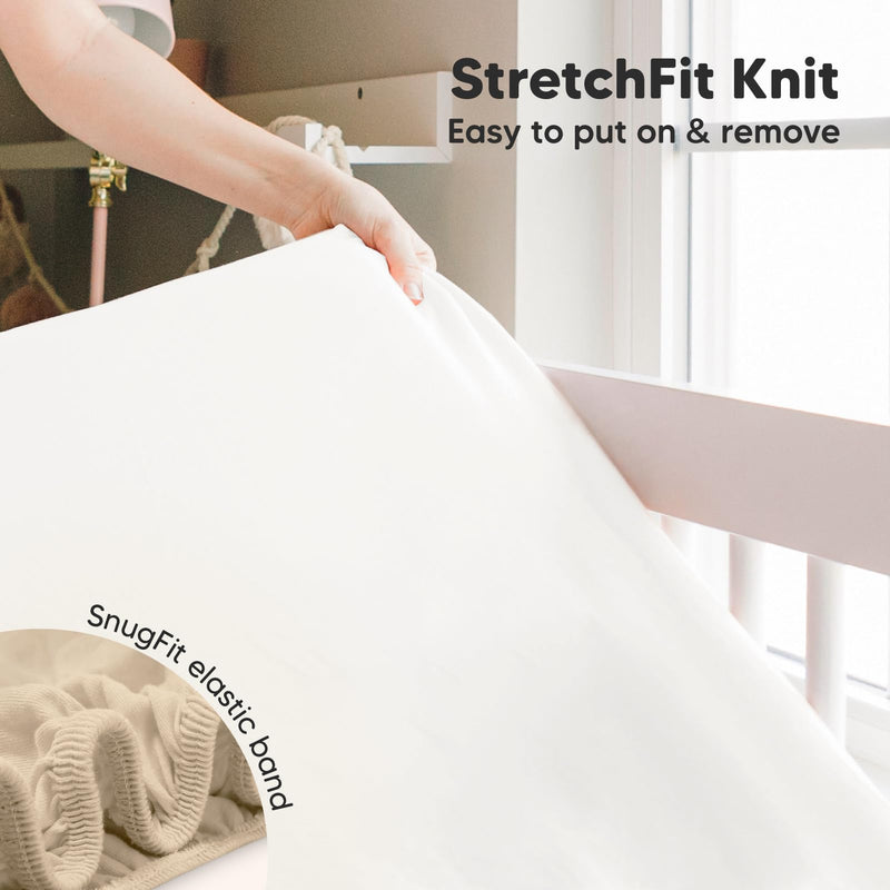 [Australia] - 2-Pack Bamboo Viscose Crib Sheets for Boys, Girls - Fitted Crib Sheet, Organic Baby Crib Sheets Neutral,Crib Mattress Sheet, Toddler Bed Sheets,Baby Sheets for Crib,Unisex Crib Fitted Sheet(Khaki) Khaki 